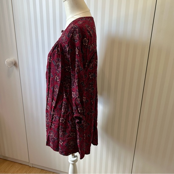 American Eagle red floral boho swing tunic top Size XS - Picture 3 of 9